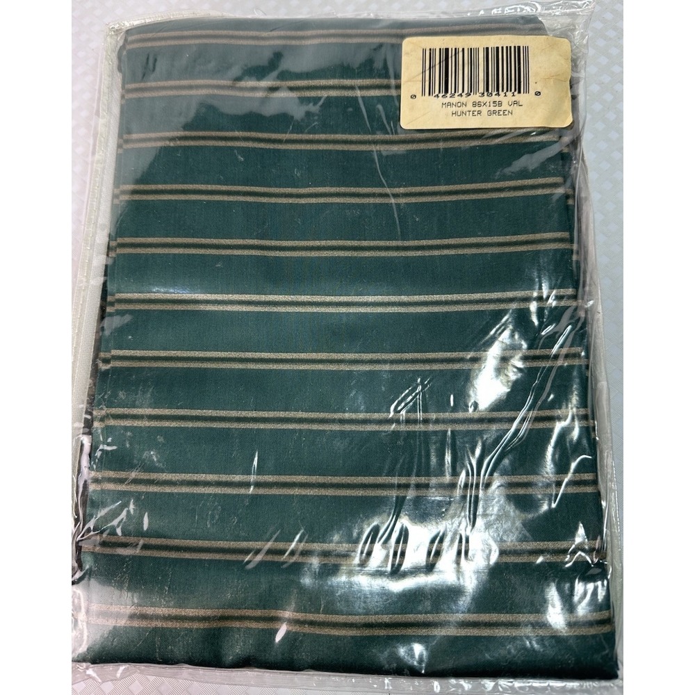 Vintage Royal Sateen Egyptian Cotton Window Valance Green Striped NOS Package - Picture 5 of 5